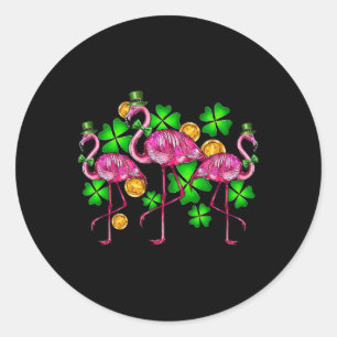 Irish Flamingo St Patricks Day Bird Animal Kids Wo Classic Round Sticker