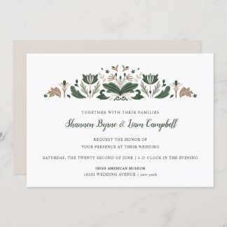 Irish Folk Art | Modern Floral Celtic Wedding Invitation