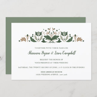 Irish Folk Art | Modern Floral Celtic Wedding Invitation