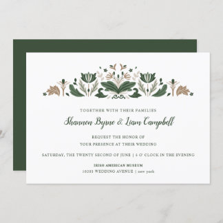 Irish Folk Art | Modern Floral Celtic Wedding Invitation