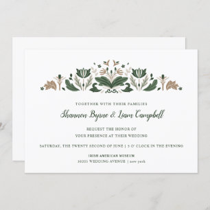 Irish Folk Art   Modern Floral Celtic Wedding Invitation