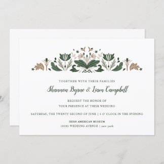 Irish Folk Art | Modern Floral Celtic Wedding Invitation