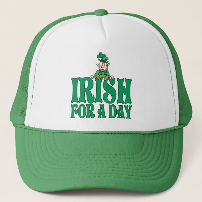 Irish For A Day Leprechaun Trucker Hat (Front)