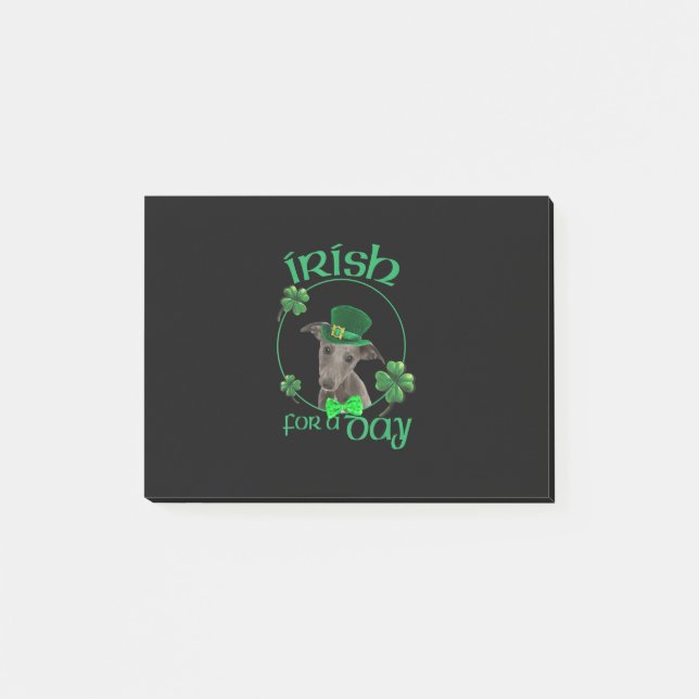 Irish For A Day Whippet Lucky Dog In Patrick Day Post-it Notes (Front)