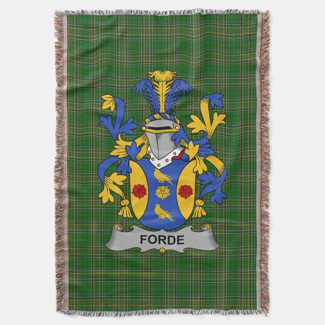  Irish Forde or Consnave Coat of Arms Family Crest Throw Blanket (Front Vertical)