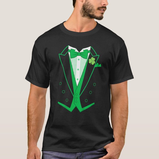Irish Formal Leprechaun Costume Suit Tuxedo St Pat T-Shirt (Front)