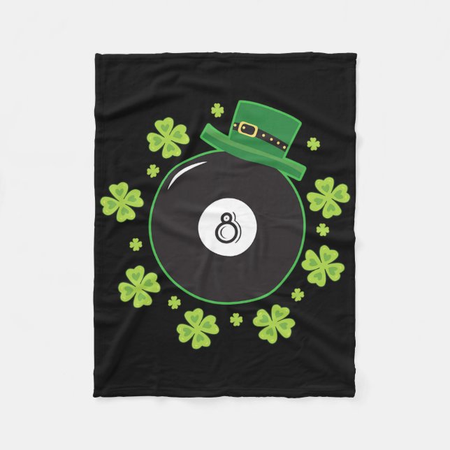 Irish Four Leaf Clover Shooting Pool Ball Billiard Fleece Blanket (Front)