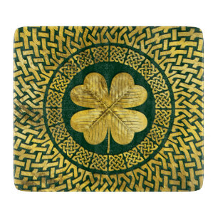 Irish Four-leaf clover with Celtic Knot Cutting Board