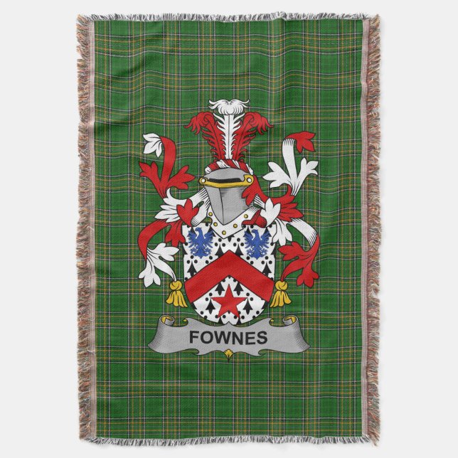  Irish Fownes Coat of Arms Family Crest Ireland Throw Blanket (Front Vertical)