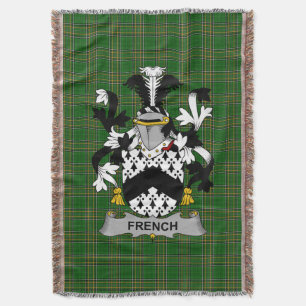Irish French Coat of Arms Family Crest Ireland Throw Blanket