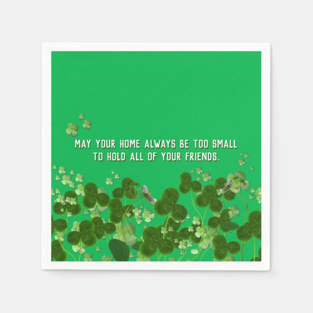 Irish friend quote with shamrocks napkin (Front)