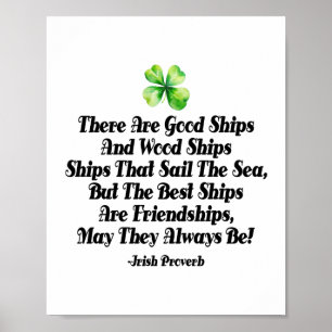 Irish Friendship Proverb Celtic Shamrock Clover Poster