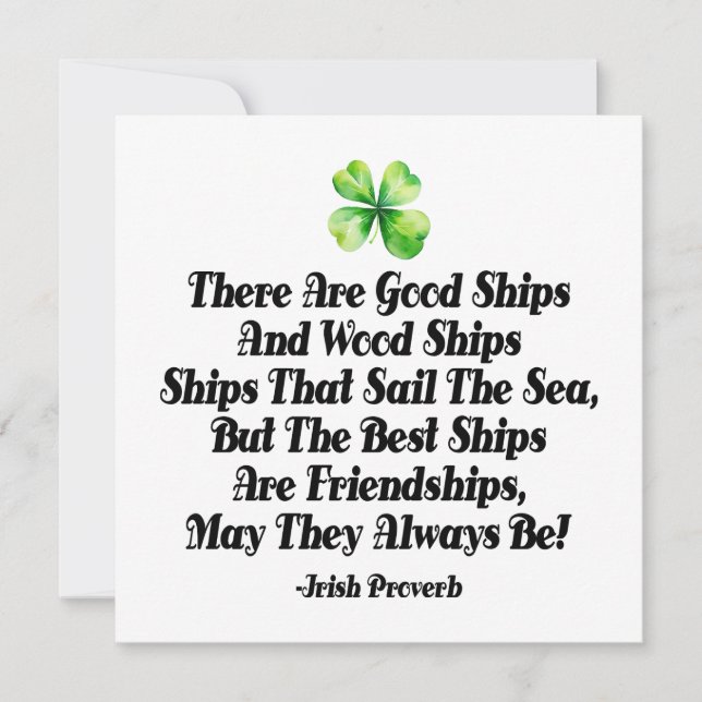 Irish Friendship Ships Proverb Four Leaf Clover  (Front)
