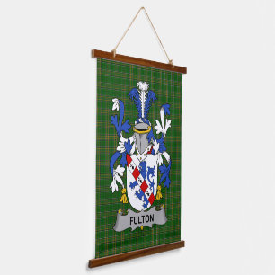 Irish Fulton Coat of Arms Family Crest Hanging Tapestry
