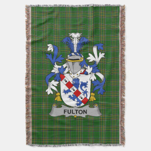Irish Fulton Coat of Arms Family Crest Ireland Throw Blanket