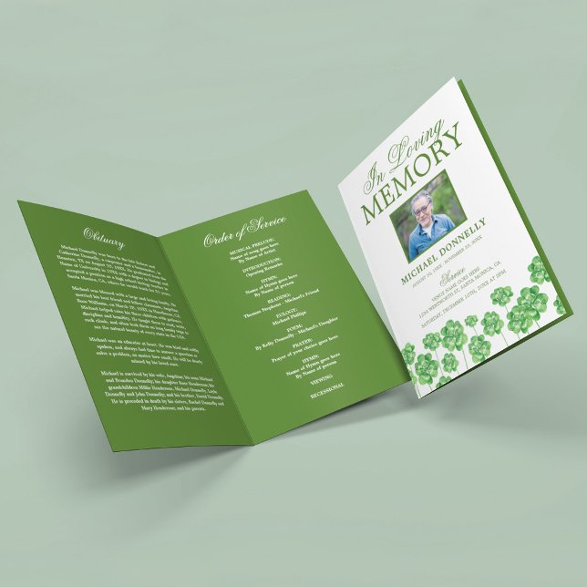 Irish Funeral Obituary Order of Service Clover Pro Programme (Creator Uploaded)