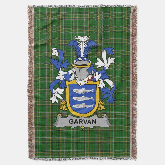  Irish Garvan or O_Garvan Coat of Arms Family Cres Throw Blanket (Front Vertical)