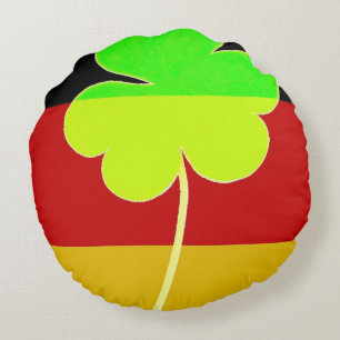Irish German Flag Shamrock Clover St. Patrick Fun Round Cushion