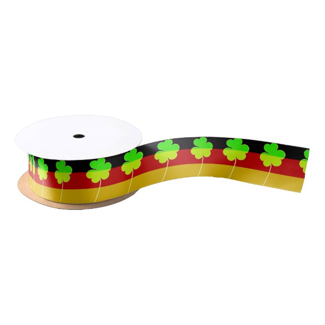 Irish German Flag Shamrock Clover St. Patrick Fun Satin Ribbon (Spool)