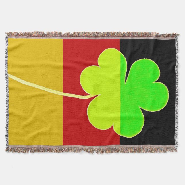 Irish German Flag Shamrock Clover St. Patrick Fun Throw Blanket (Front)