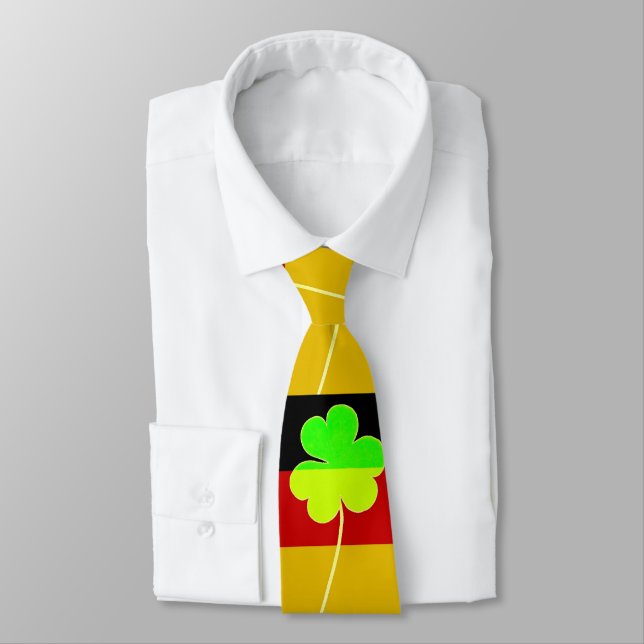Irish German Flag Shamrock Clover St. Patrick Fun Tie (Tied)