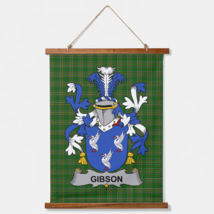 Irish Gibson Coat of Arms Family Crest Hanging Tapestry