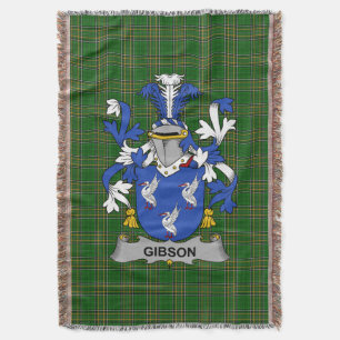 Irish Gibson Coat of Arms Family Crest Ireland Throw Blanket
