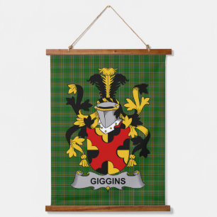 Irish Giggins Coat of Arms Family Crest Hanging Tapestry