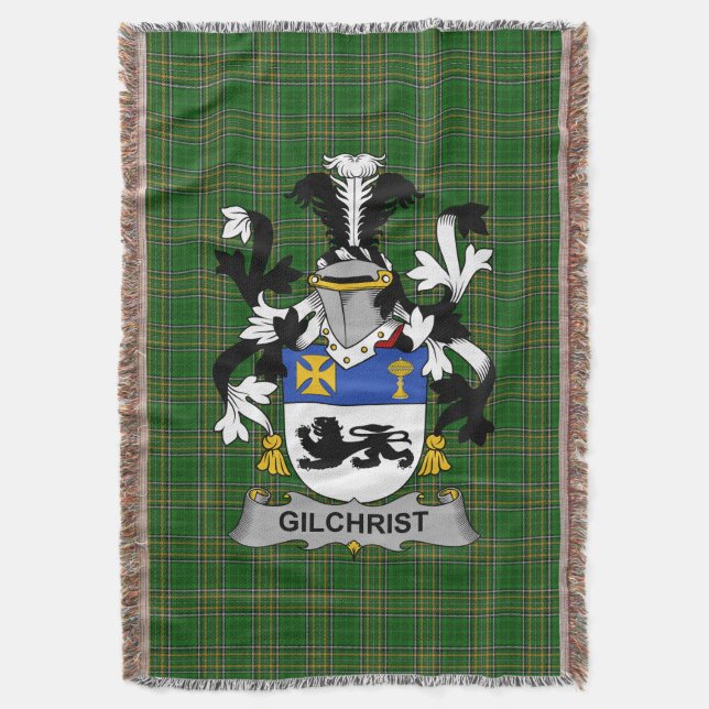  Irish Gilchrist or McGilchrist Coat of Arms Famil Throw Blanket (Front Vertical)