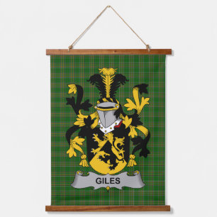Irish Giles or Gyles Coat of Arms Family Crest Hanging Tapestry