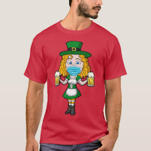 Irish Girl Beers Mask St Patricks Day T-Shirt