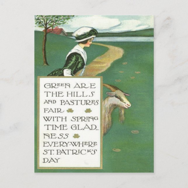 Irish Girl Goat Pasture Postcard (Front)