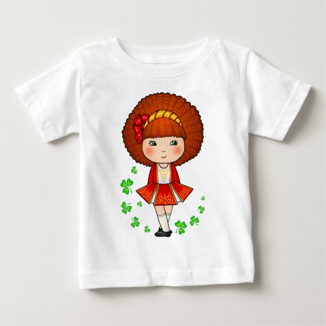 Irish girl in red dress with shamrocks baby T-Shirt (Front)