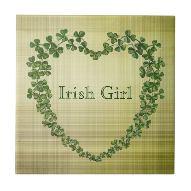 Irish Girl Shamrock Heart Tile (Front)