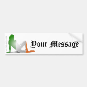 Irish Girl Silhouette Flag Bumper Sticker