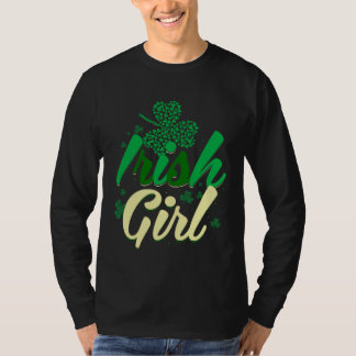 Irish Girl St Patrick s Day  Girls Women Shamrock T-Shirt