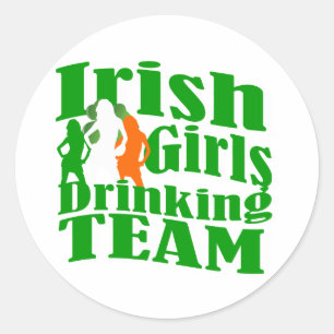Irish girls drinking team classic round sticker