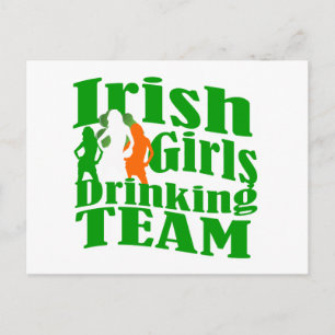 Irish girls drinking team postcard