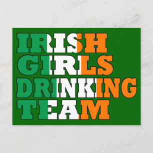 Irish girls drinking team postcard