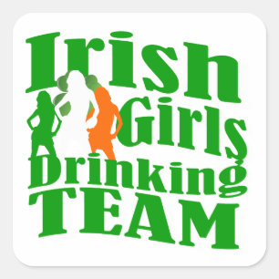 Irish girls drinking team square sticker