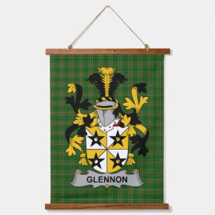 Irish Glennon or Glenane Coat of Arms Family Crest Hanging Tapestry