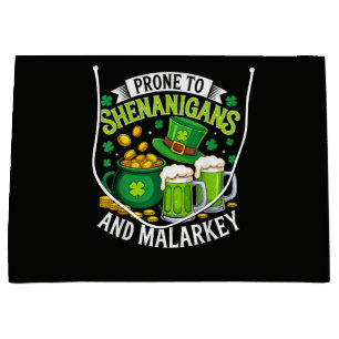 Irish Gnome St Patricks Prone to Shenanigans Large Gift Bag