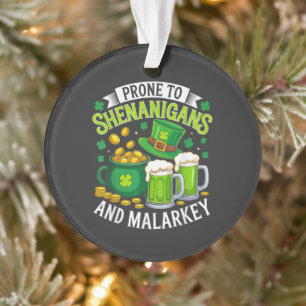 Irish Gnome St Patricks Prone to Shenanigans Ornament