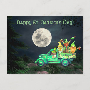 Irish Gnomes and Full Moon St. Patrick's Day Postcard