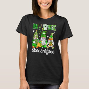 Irish Gnomes Shenanigans Stethoscope Nurse St  Pat T-Shirt