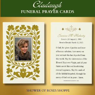 Irish Gold Claddagh Funeral Prayer Memorial Card