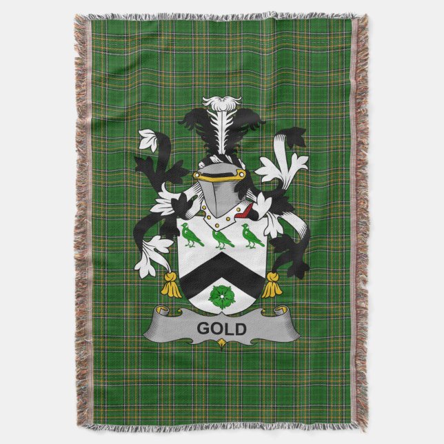  Irish Gold Coat of Arms Family Crest Ireland Throw Blanket (Front Vertical)