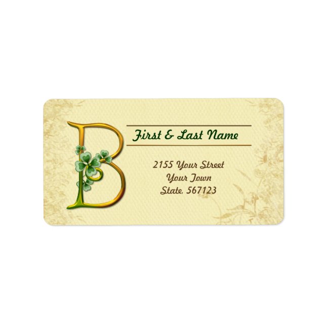 Irish Gold Monogram B Label (Front)