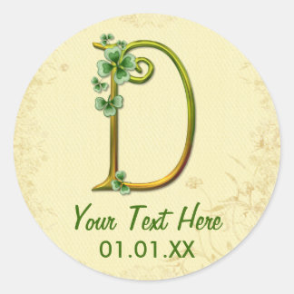 Irish Gold Monogram D Classic Round Sticker