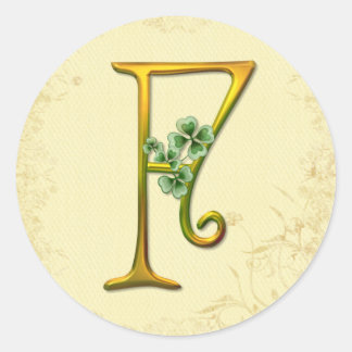 Irish Gold Monogram F Classic Round Sticker